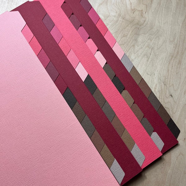 Letter Size (9x11in.) Tabbed Planner Dividers | (12 dividers in a set)| Strawberries Dipped In Chocolate Colors