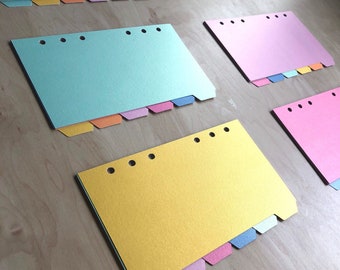 Pretty | Sophisticated | Pastel | Shimmer | Personal **(A6 Personal)**Tabbed Divider set (6 dividers in each set) | mixed colors | Colorful