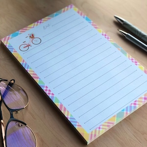Cuadros / Primavera / Bicicleta / Bloc de notas / Pasteles / Floral / Papelería / Oficina / Notas / Regalo / Escribir / Lista / Carta / 5,5 x 8,5
