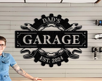 Personalized Hanging Garage Sign,Custom Garage Outdoor Decor,Metal Garage Signs,Metal Wall Art,Man Cave,Father’s Day Gift,Christmas Gift
