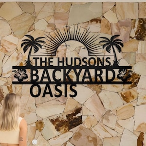 Personalized Pool Metal Sign: Backyard Oasis Decor, Outdoor Wall Art