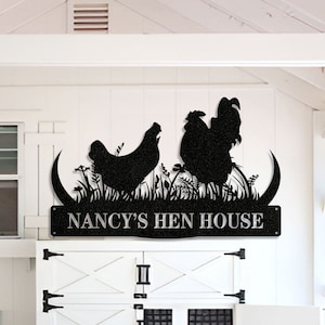 Custom Chicken Coop Sign, Chicken House, Personalized Hen House, Farm Sign, Farmhouse Decor, Chicken Coop Monogram, Metal Name Sign