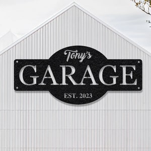Custom Garage Sign, Metal wall Art, Personalized Man Cave Decor, Car Workshop Wall Decor, Gift for Him, Dad Christmas Gifts