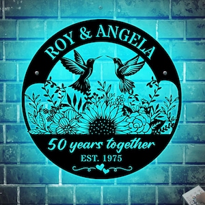 Personalized 50th Anniversary Gift for Parents, Custom 50 Year Anniversary Sign, Golden Anniversary Gift, Wedding Anniversary Metal Wall Art
