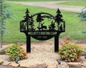 Personalized Custom Metal Deer Sign Outdoor Decor Deer Forest Custom Metal Name Signs Metal Camping Sign Housewarming Gift Outdoor Art