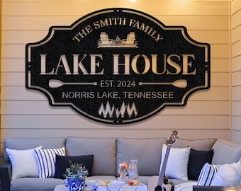 Lakehouse Sign,Personalized Custom Metal Sign,Lakehouse Gift,Lakehouse Decor,Custom Family Name Sign,Outdoor Metal Sign,Christmas Gift