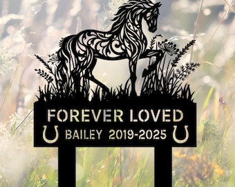 Personalized Horse Memorial Stake: Powder Coated Metal Pet Grave Marker