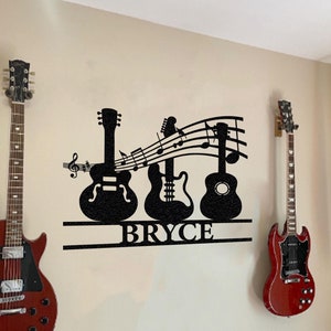 Personalized Guitar Metal Wall Art: Music Studio Decor