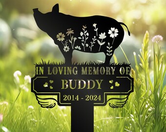 Personalized Pig Memorial Stake: Pet Loss Garden Decor