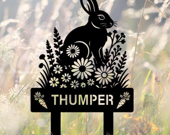 Personalized Bunny Garden Stake: Custom Metal Rabbit Decor