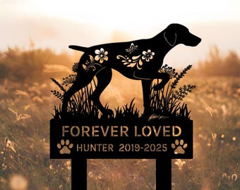 Personalized German Shorthaired Pointer Dog Memorial Stake: Custom Garden Grave Marker