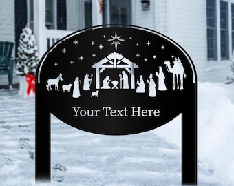 Metal Nativity Yard Stake: Outdoor Christmas Manger Scene Decor