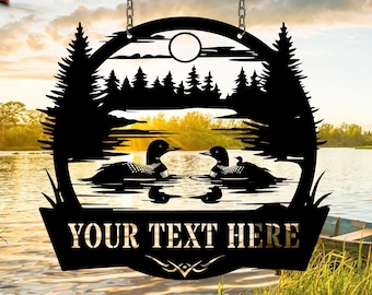Personalized Loon Lake Metal Sign: Custom Cabin Decor