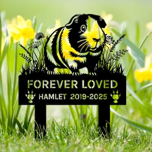 Custom Guinea Pig Memorial Stake: Metal Pet Grave Marker, Garden Decor