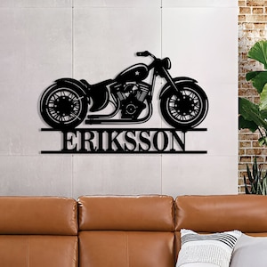 Personalized Motorcycle Metal Sign: Custom Garage Art, Biker Gift