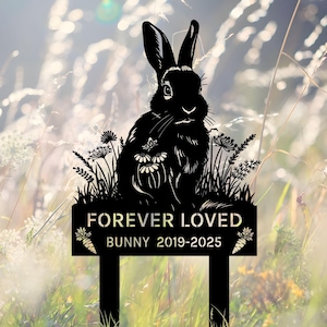 Personalized Rabbit Memorial Stake: Custom Pet Grave Marker, Garden Decor