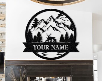 Personalized Deer Metal Sign: Antler Decor, Hunter Gift