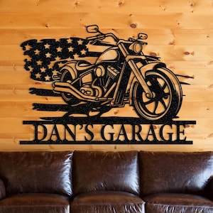 Personalized Motorcycle Garage Sign: Custom Biker Wall Art