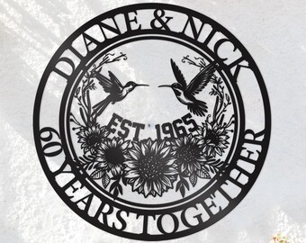 Personalized Anniversary Metal Wall Art: Custom Year Family Name Sign