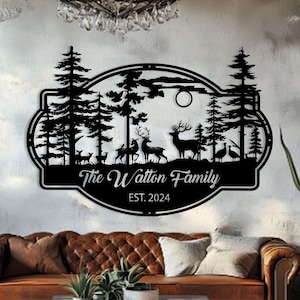 Personalized Deer and Turkey Metal Wall Art: Hunting Cabin Decor