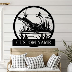 Crocodile Metal Sign,Custom Metal Alligator Sign,Personalized Crocodile Wall Art Decor,Metal Crocodile Sign,Wall Hanging,Outdoor Decor