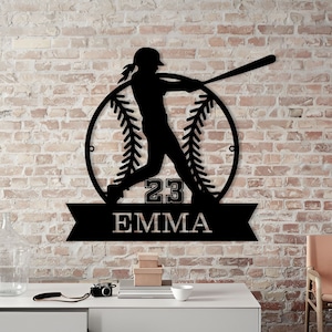 Personalized Softball Pitcher Metal Wall Art: Game Room Decor
