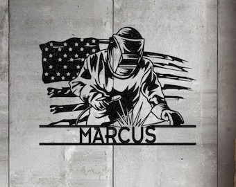 Custom Welder Metal Sign: Personalized Construction Wall Art