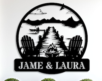 Personalized Forest Lake Metal Sign,Metal Sign Lake House Sign,Lake Front Home Sign,Lakehouse Decor,Outdoor Decor,Fathers Day Gift,Grandpa