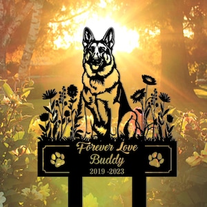 Estaca conmemorativa personalizada para pastor alemán: lápida personalizada para mascotas