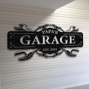 Personalisierte Metall Garage Zeichen Benutzerdefinierte Werkstatt Name Zeichen Zeichen Wohnkultur Auto Mechaniker Reparatur Papas Garage Dekor Zeichen Outdoor Schild Weihnachtsgeschenk