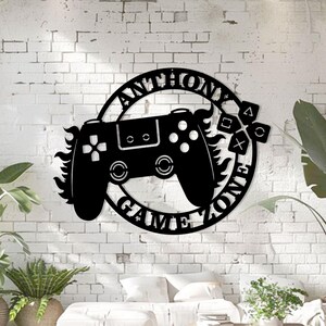 Personalized Video Game Controller Metal Wall Art: Gamer Room Decor