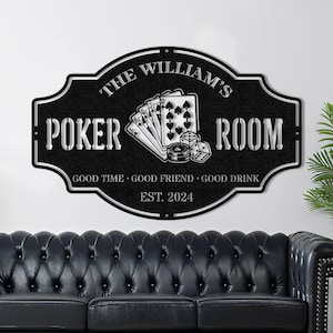 Personalized Poker Room Metal Wall Art,Garage & Basement Decor,Retro Man Cave Wall Decor,Metal Poker Room Sign,Housewarming Gift
