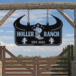 Personalized Cowboy Hat and Boots Metal Sign: Rustic Western Ranch Decor