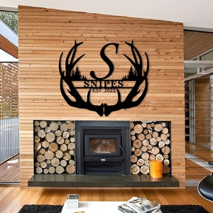 Antler Monogram Sign: Personalized Deer Camp Decor, Hunter Gift