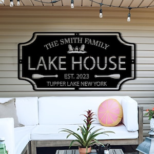 Personalized Lake House Sign,Lake House Welcome Sign, Custom Lake House Metal Sign,Lake House Wall Decor,Lake House Gifts,Housewarming Gift