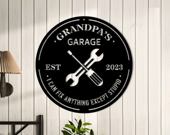 Custom Grandpa's Garage Metal Sign,Personalized Metal Garage Sign,Garage Sign,Papa Gift,Grandpa Gift,Birthday Gift,Christmas Gift