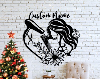 Personalized Hair Salon Metal Sign: Custom Hairstylist Wall Decor