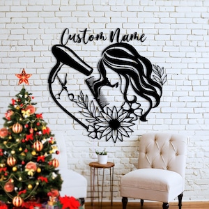 Personalized Hair Salon Metal Sign: Custom Hairstylist Wall Decor