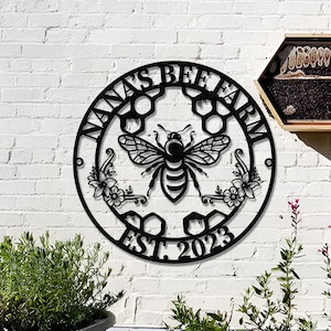 Custom Honey Bee Farm Name Sign: Metal Wall Art, Beekeeper Gift