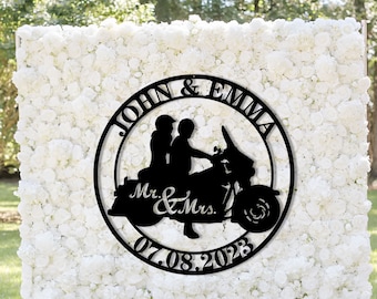 Personalized Biker Couple Metal Sign, Custom Motorcycle Rider Wall Art For Decor,Anniversary Gift,Wedding Gift Motorcylce,Biker Couple Gift