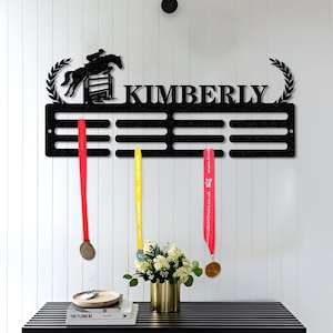 Custom Horse Medal Hanger: Personalized Ribbon Display, 12 Rungs
