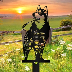 Personalized Siberian Husky Memorial Stake,Metal Stake,Siberian Huskies,Sympathy Sign,Pet Grave Marker,Remembrance Stake,Garden Decor