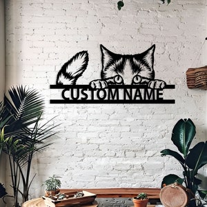 Personalized Cat Sign,Cat Lover Gift,Cat Wall Art,Custom Cat Name Sign,Room Decoration,Metal Cat Decor,Pet Sign,Metal Wall Art