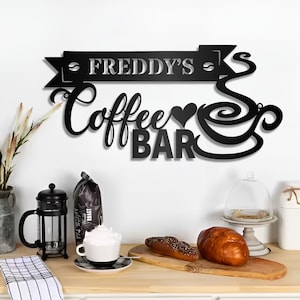 Personalized Coffee Bar Sign,Custom Coffee Name Sign,Coffee Bar Metal Wall Decor,Fresh Brewed Birthday Gift for Him,fathers day,Gift for Mom