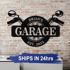 Custom Motorcycle Garage Sign,Personalized Metal Art,Metal Garage Sign,Men Cave Metal Art,Fathers Day Gift,Motor Bike Metal Sign,Biker Gifts