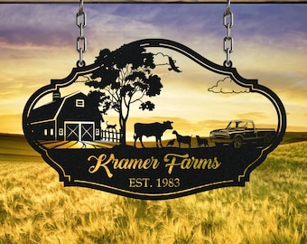 Farm Sign, Personalized Family Sign, Custom Farm Sign, Large Entrance/Gate Ranch Sign, Personalized Farm Sign, Metal Outdoor Signs, Dad Gift