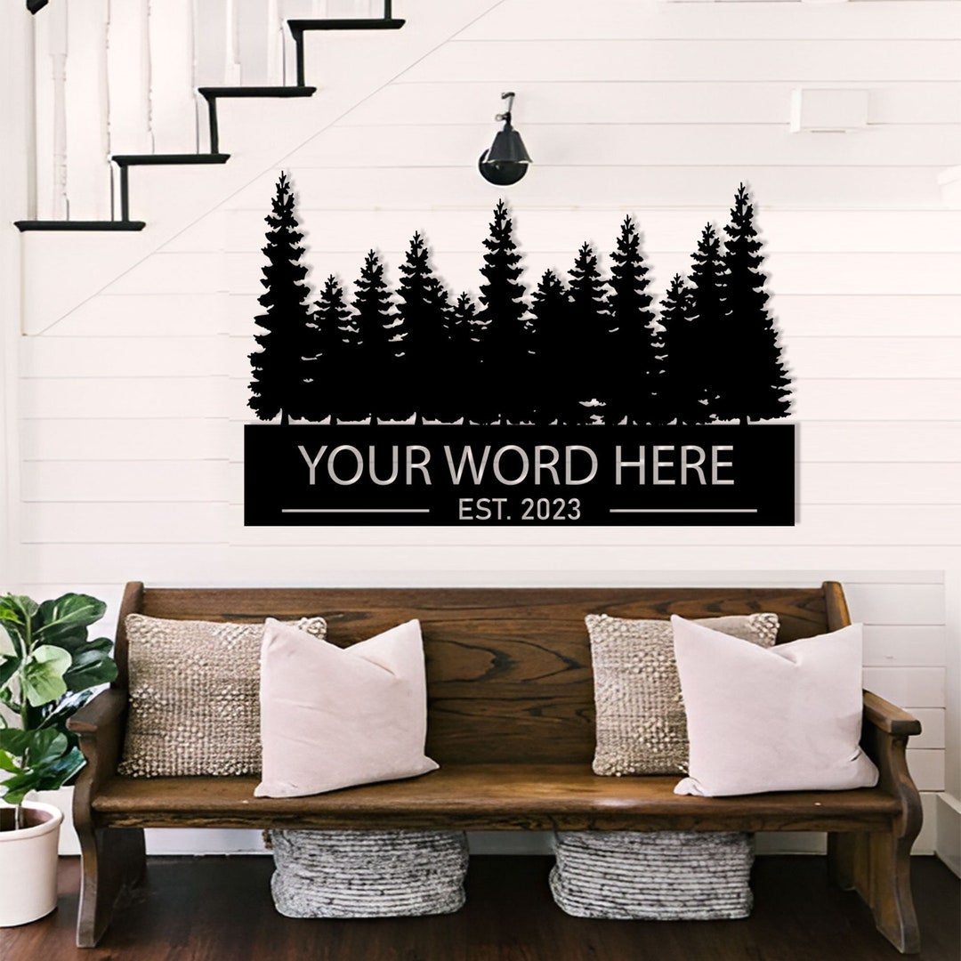 Pine Tree Metal Wall Art,tree Decor Wall Hanging,tree Sign Home Decor