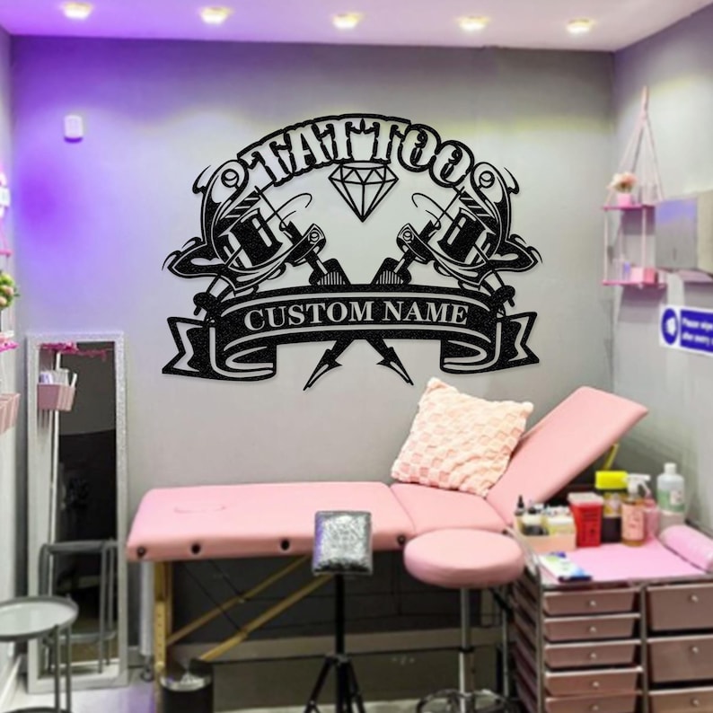 Personalized Tattoo Machine Metal Wall Art: Custom Tattoo Studio Decor ...