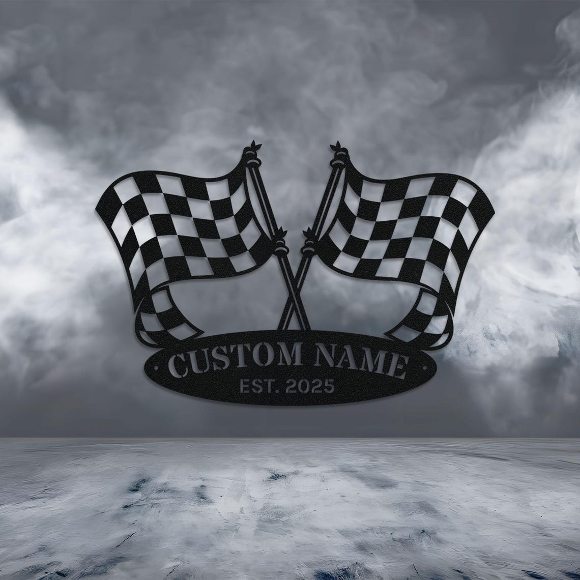 Custom Checkered Flag Racing Sign, Start Finish Racing Flag Metal Sign ...
