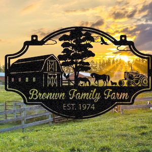 Large Personalized Metal Sign HORSES DOG,Custom Farmhouse Sign,Personalized Gift,Horse Ranch Sign,Outside Barn Country House Ranch,Dad Gifts